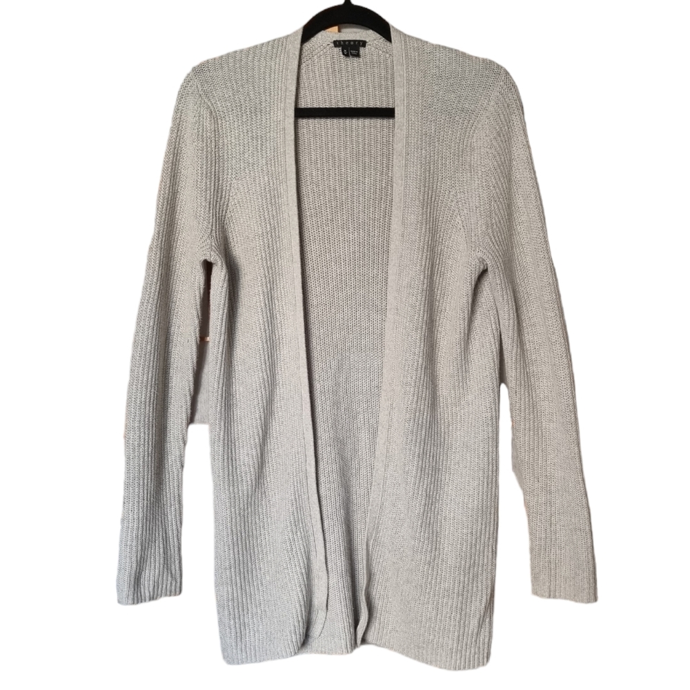 Theory cream cotton Knit open cardigan size M